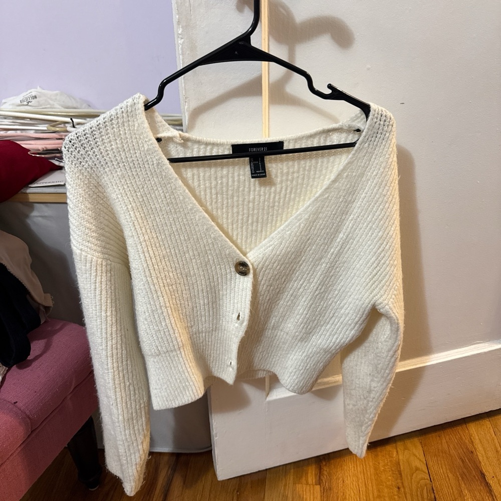 Forever 21 Cream Button-Up Cardigan